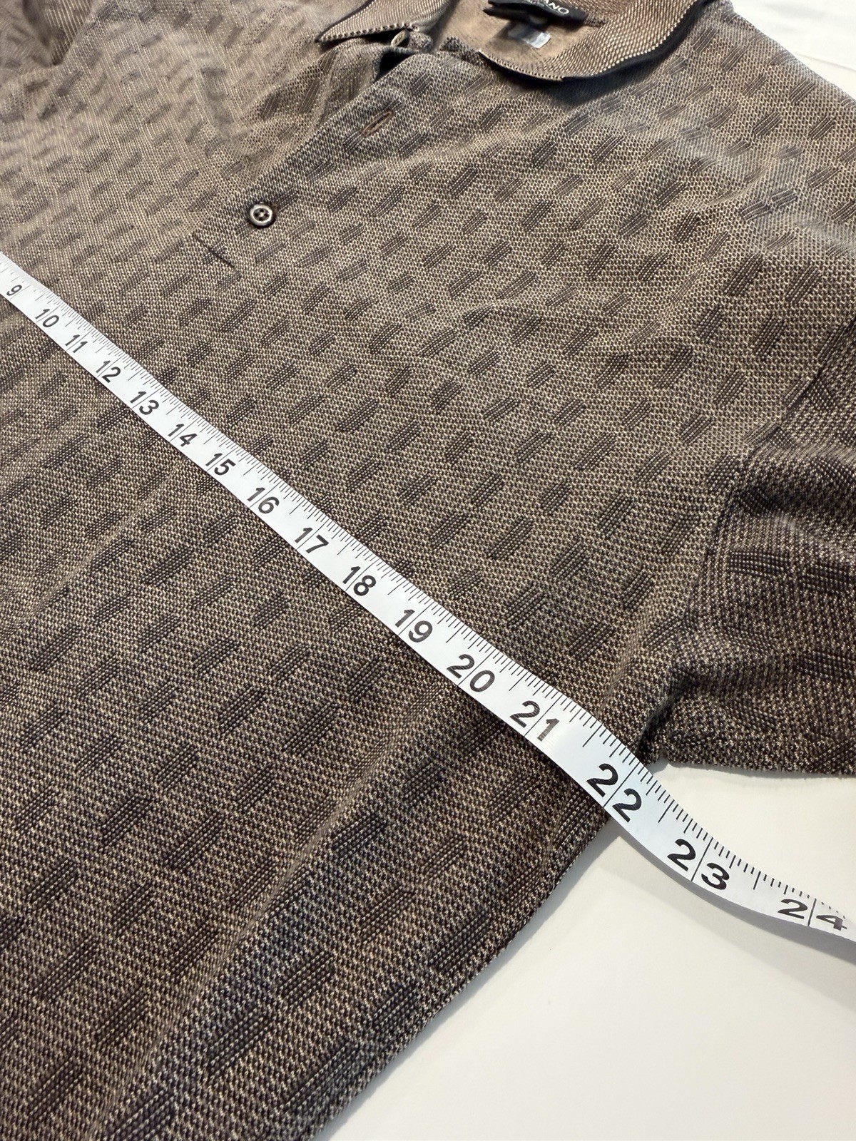 Murano Italia 100% Mercerized Cotton Polo Shirt Mens Large Brown Textured Italy