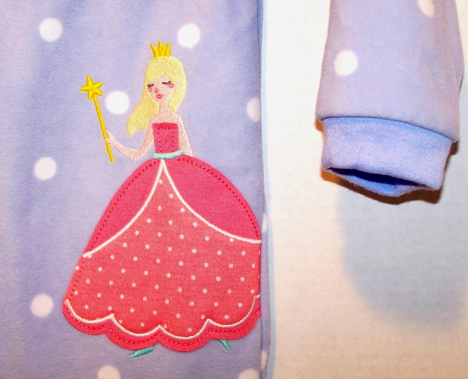 New CARTERS 1pc FLEECE Zip FOOTED Blue White Dot PRINCESS PAJAMAS PJs 24 months