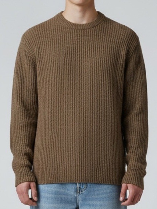 Canterbury 100% Wool Men’s Classic Crewneck Sweater in Brown
