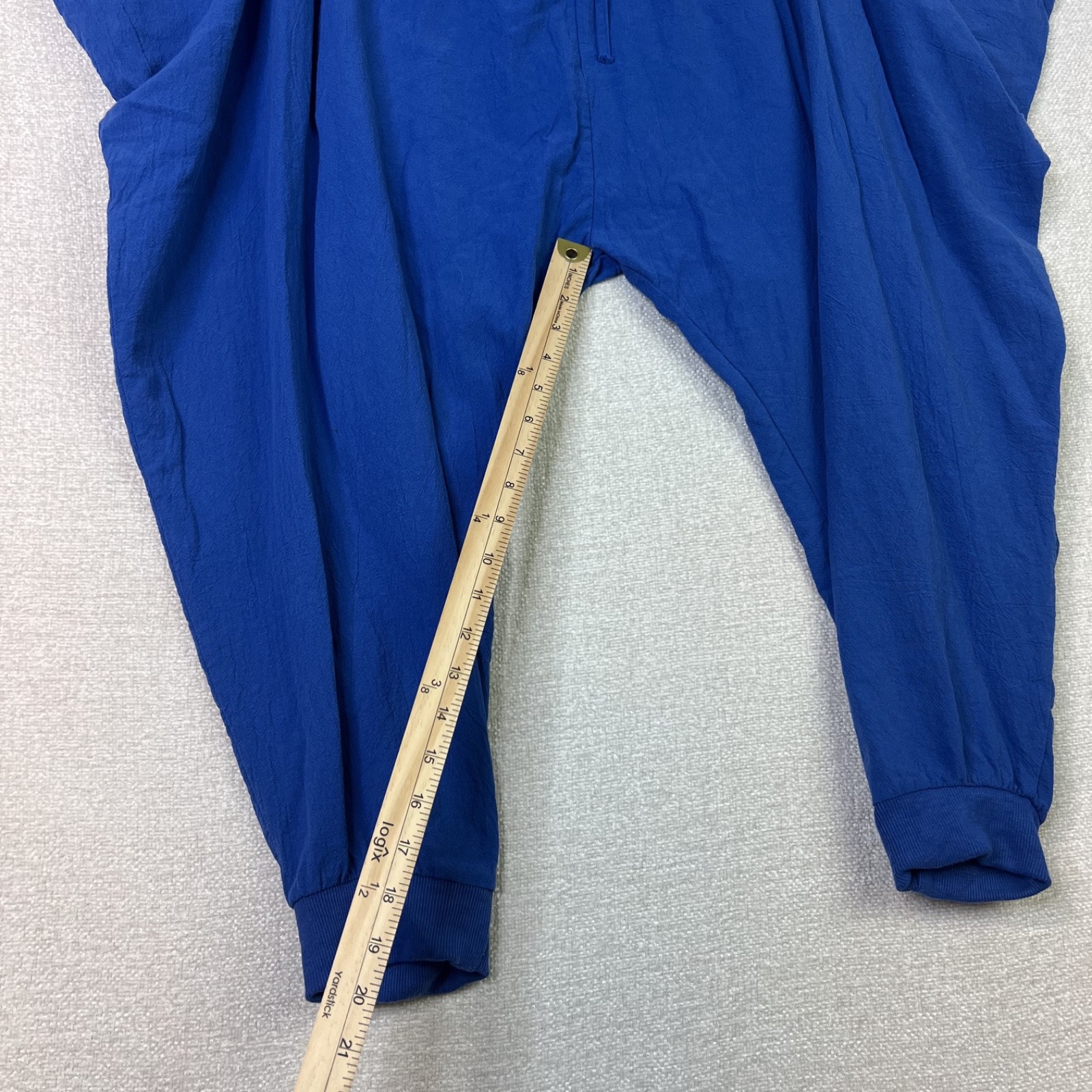 100% Cotton Harem Pants Organic Coastal Gauze Boho Wide Leg Barrel Blue M