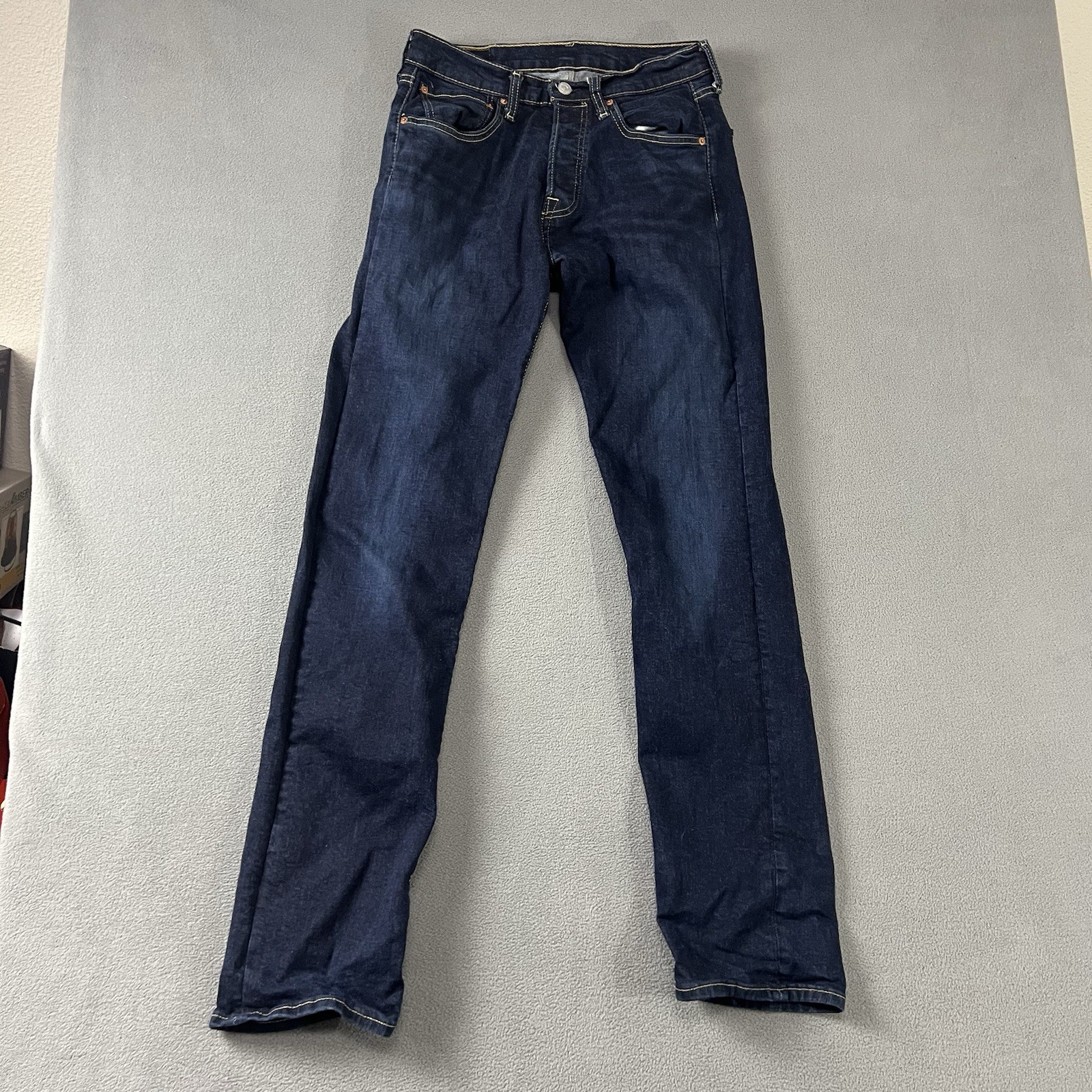 Levis 501 Jeans Mens 33×34 Blue Straight Leg Button Fly Grunge Rocker Pockets