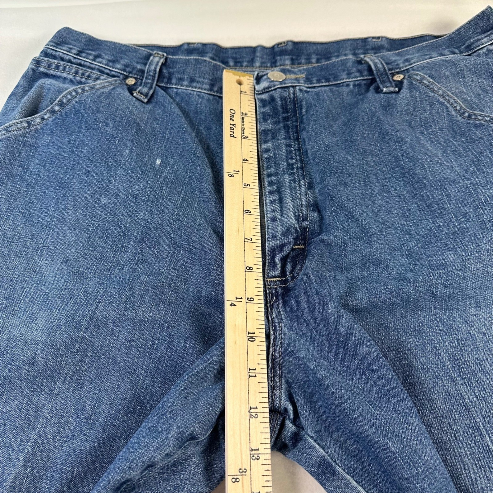 Wrangler Authentics Mens Blue Carpenter Jeans Straight Leg Workwear Denim 36×30