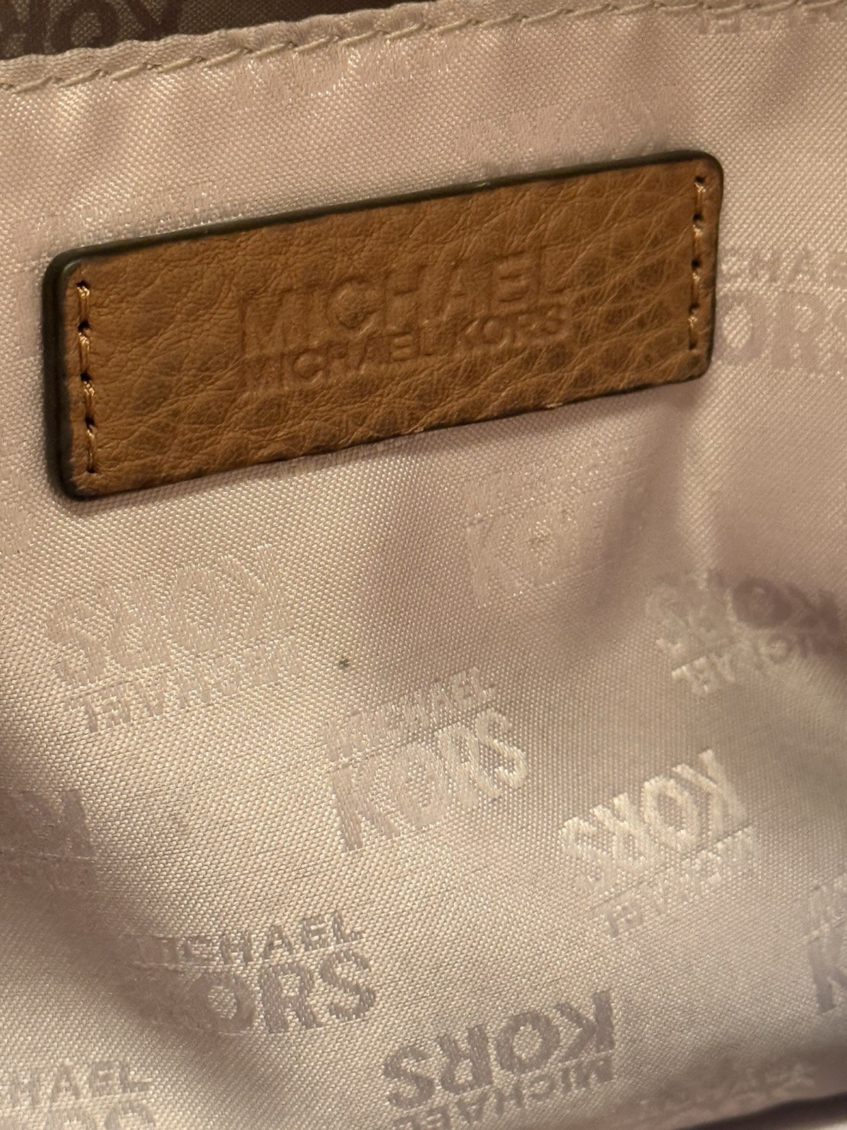 MICHAEL KORS Nolita Large Pebbled Leather Hobo Shoulder Bag Luggage Brown MK Vtg