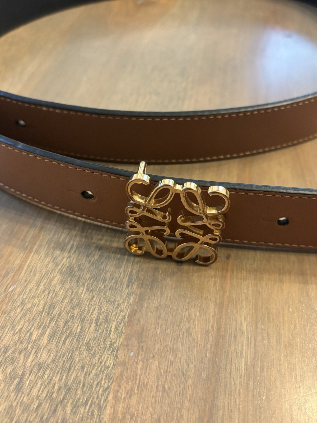Brown/Black Reversible Belt Gold-Plated Logo Buckle Adjustable Solid 1in 85