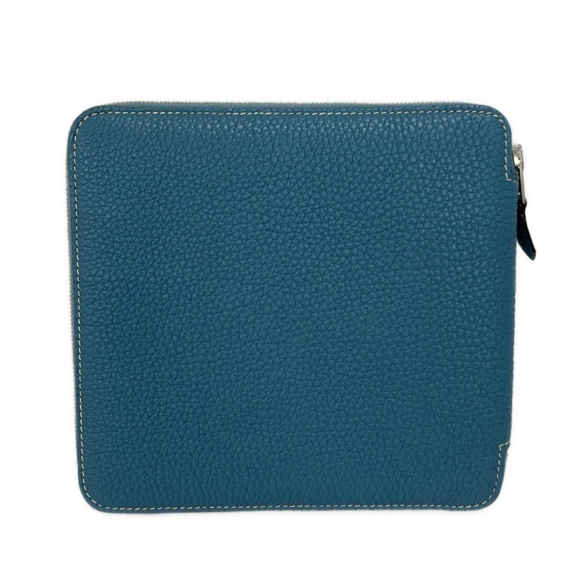 HERMES saxe blue Taurillon Clemence Square G Accessory Case