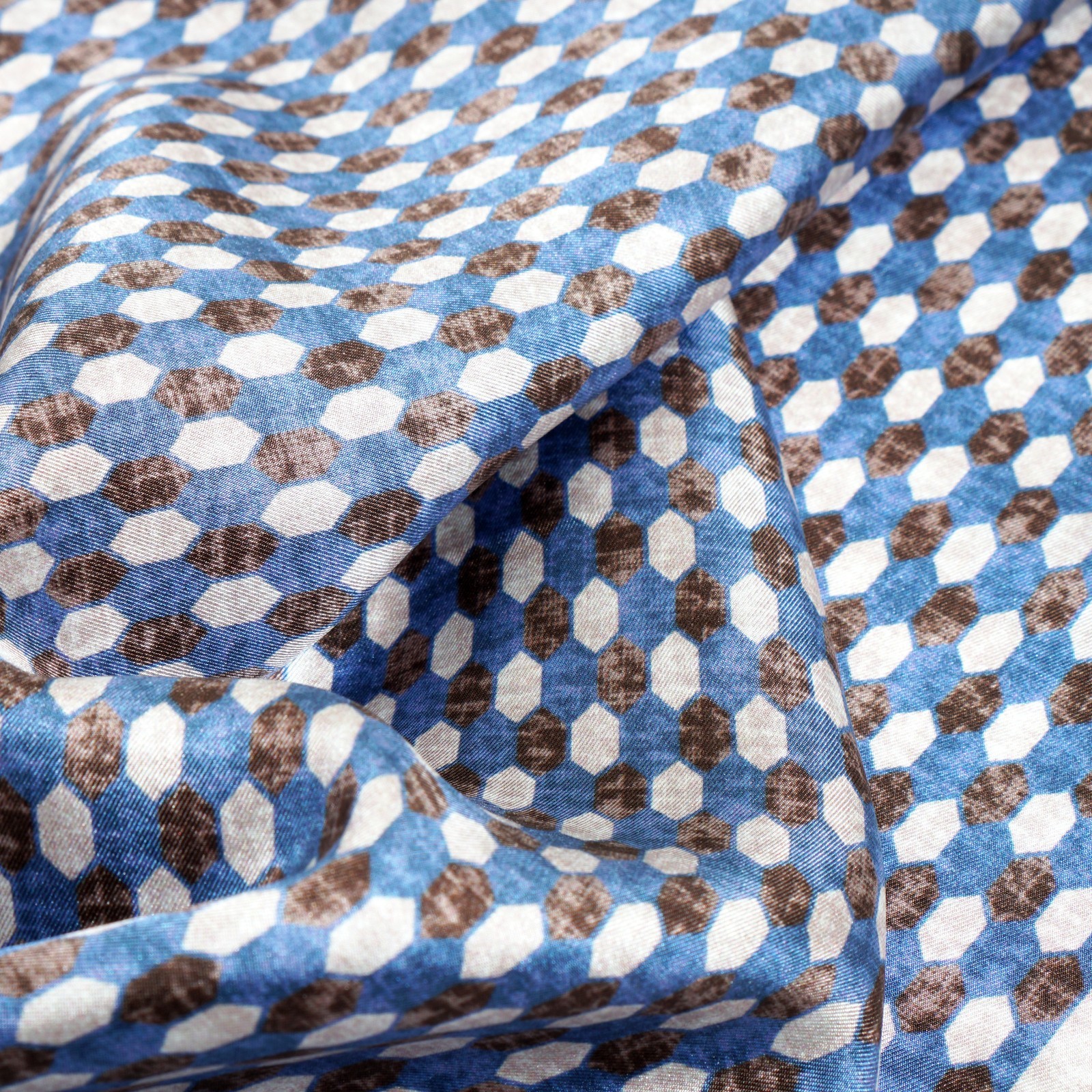 Men’s 100% Silk Twill Handkerchief Denim color &brown Pocket Square 21″ 53cm