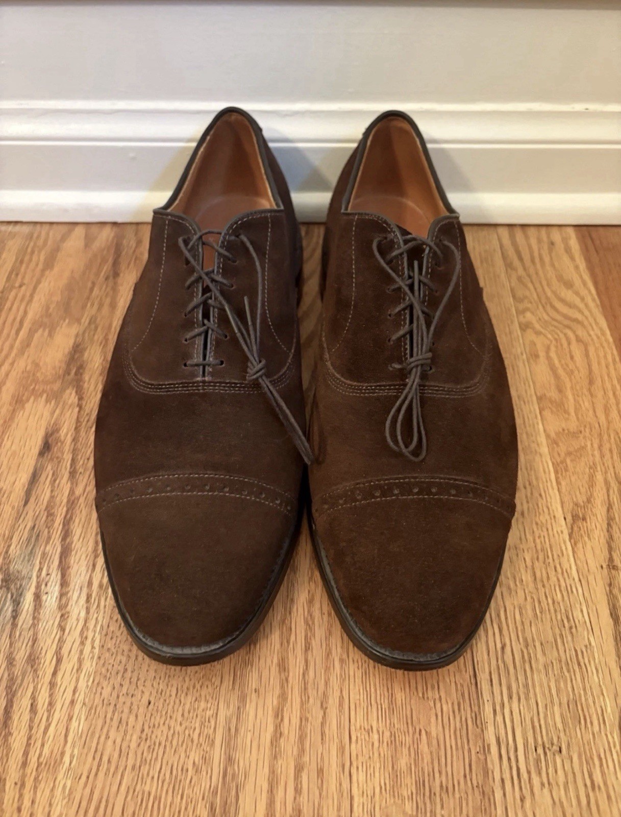 ALLEN EDMONDS BYRON, BROWN LEATHER SUEDE CAP TOE , SIZE 11.5 R