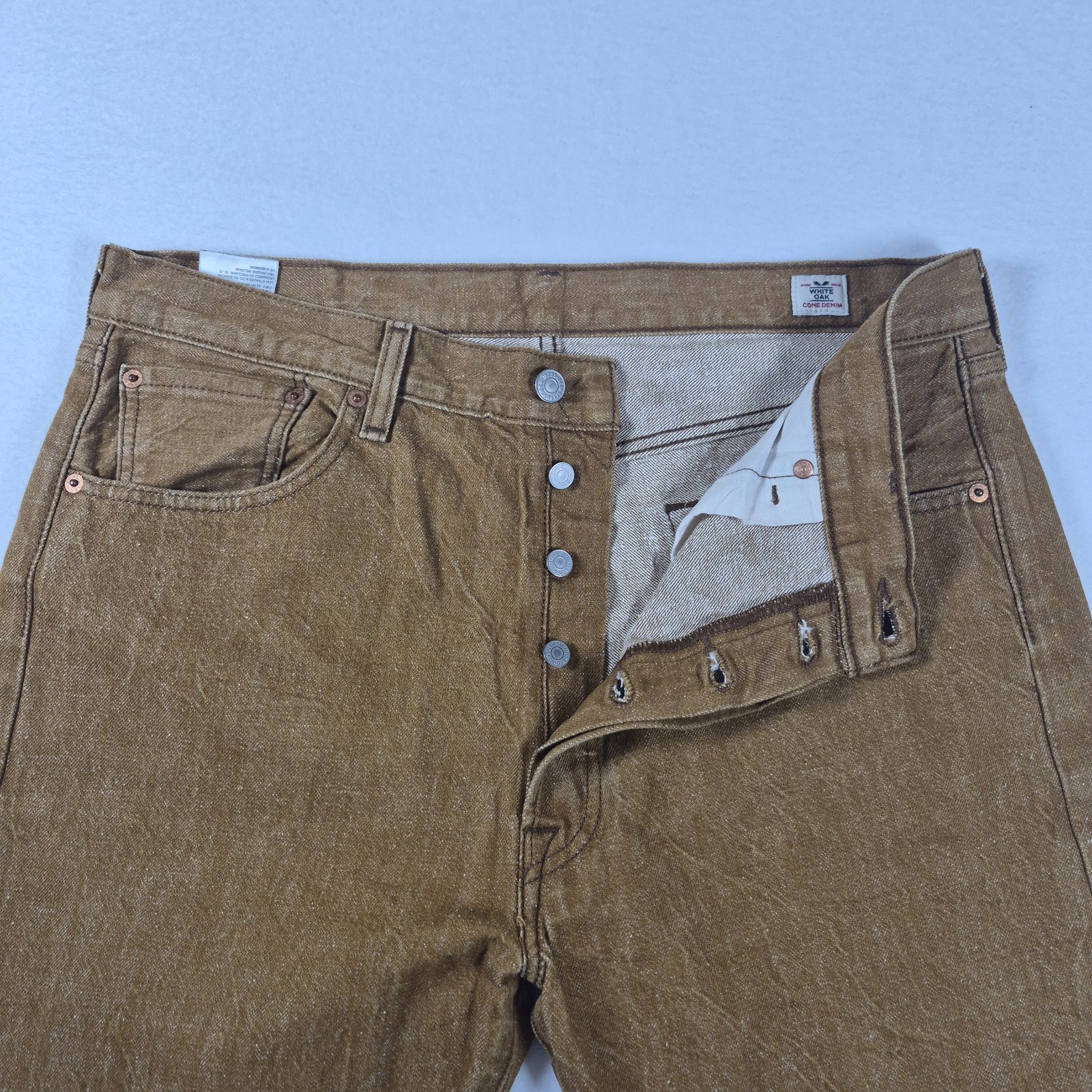 Levi’s 501 Brown Jeans Men’s 36×34 Original Fit Button Fly White Oak Cone Denim