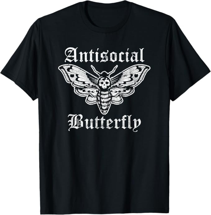 Funny Antisocial Butterfly_ Introvert Distressed Design Gift Unisex T-Shirt