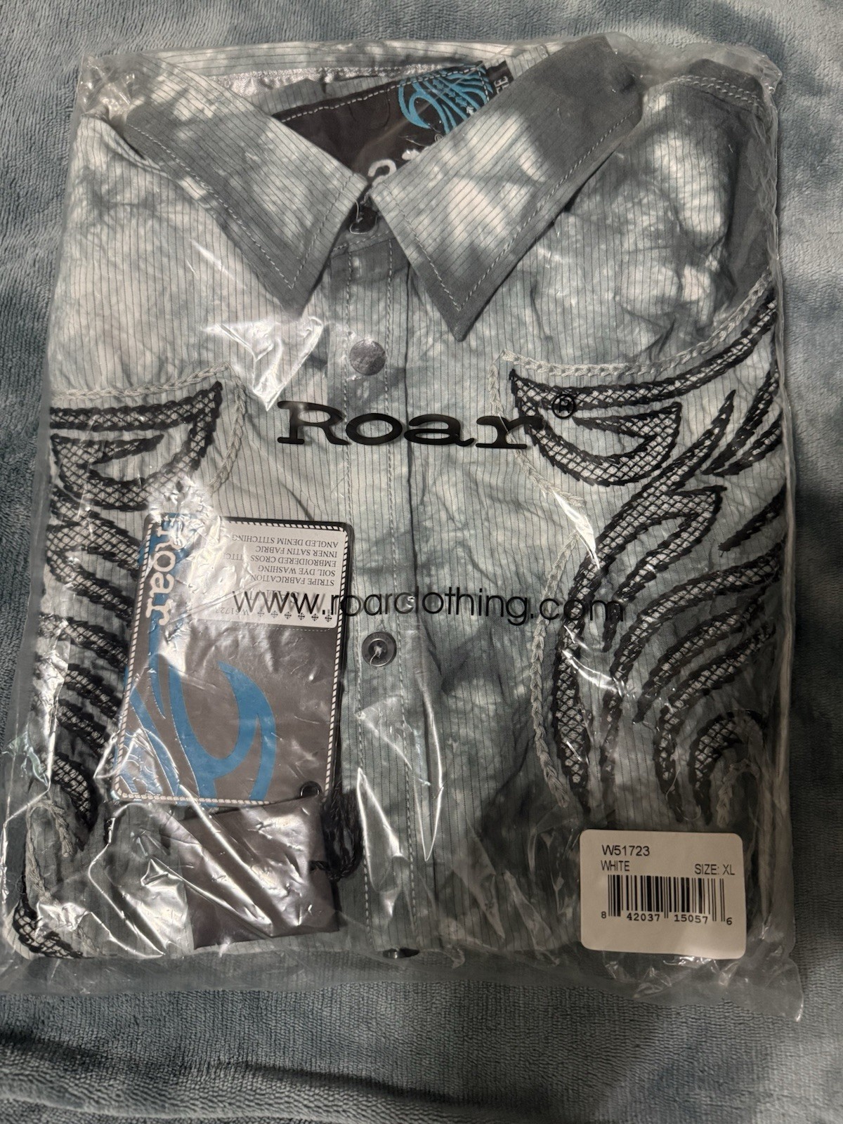 Roar Embroidered Button-Up Long Sleeve Shirt Y2K Xl Rock Star Cowboy Biker NOS