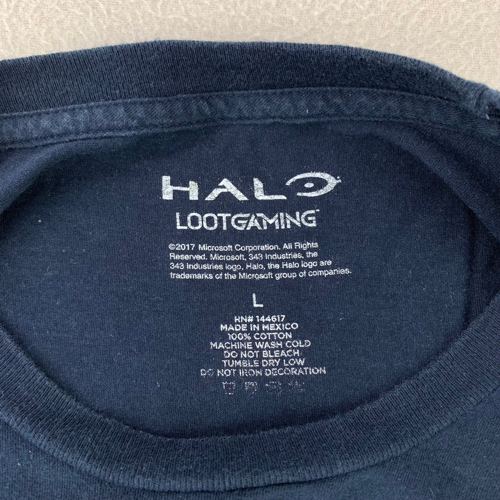 HALO T-Shirt Men Large Navy Mongoose Graphic Tee Loot Crate Microsoft Gamer Nerd