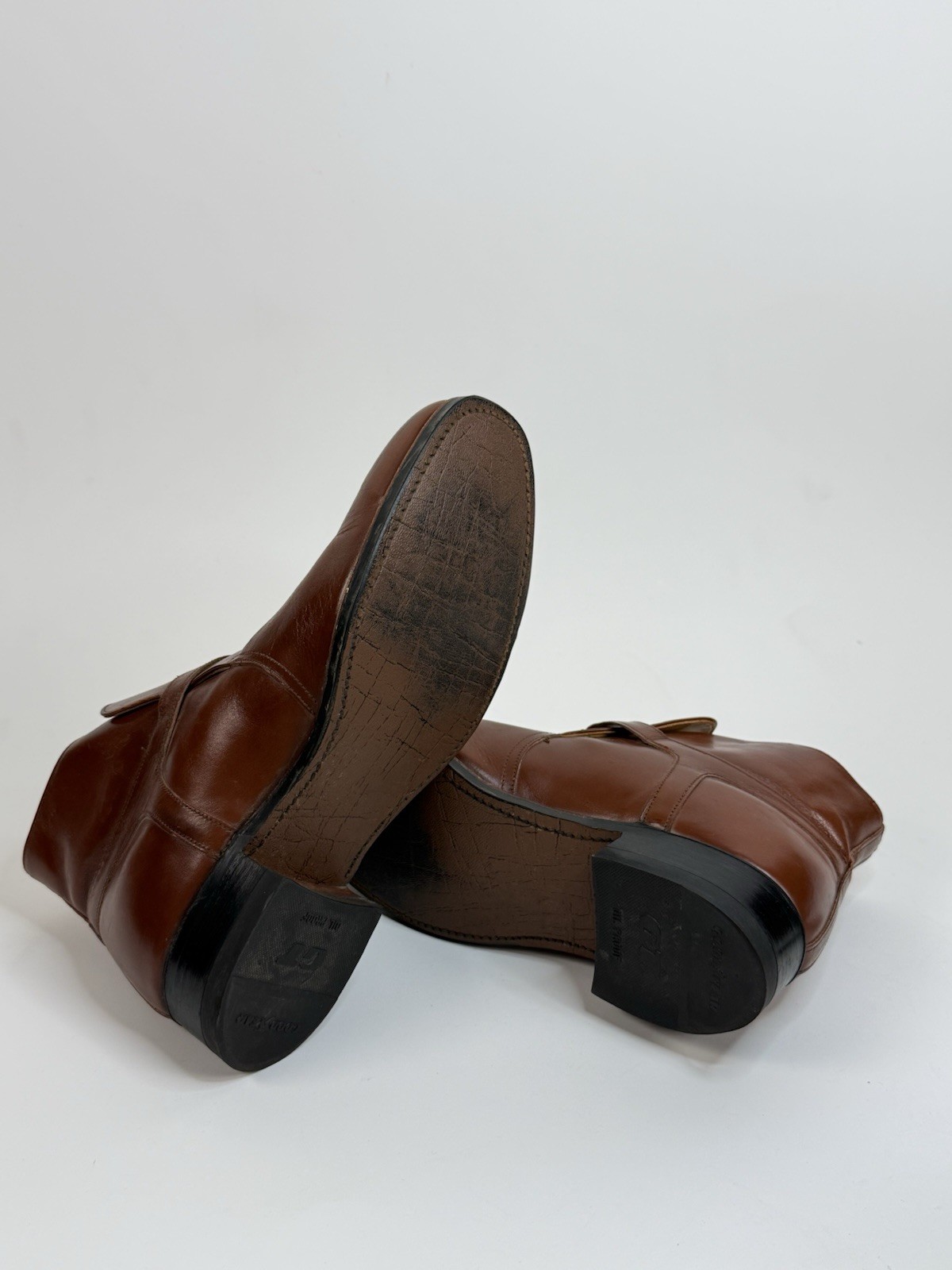 Vintage Bostonian Iron Age Steel Toe Boots Mens Size 11 Brown Leather Monk Strap