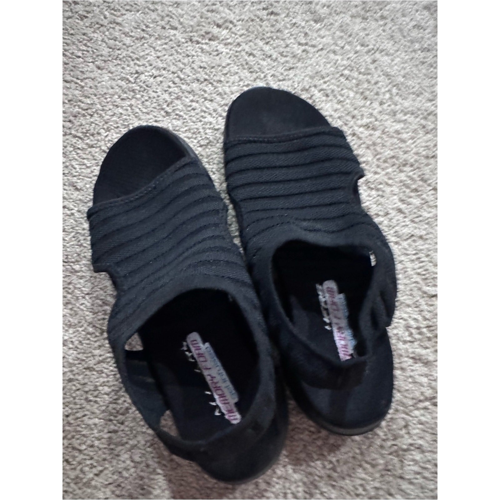 Skechers Memory Foam Footbed Flex Style Black Mesh Slip On Sandals Womens Size 8