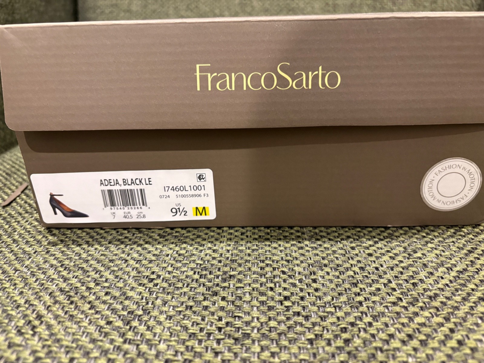 FRANCO SARTO WOMENS 9.5 M ADEJA BLACK 3.5″ HEEL