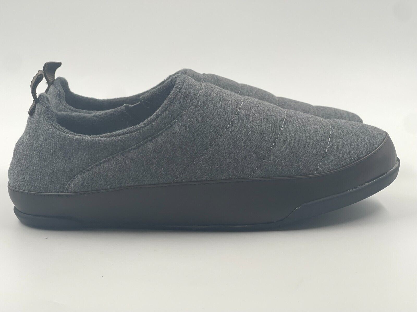 SUN + STONE Derek Quilted Slipper Men Grey Round-Toe Slip-on W/Heel Pull Tab