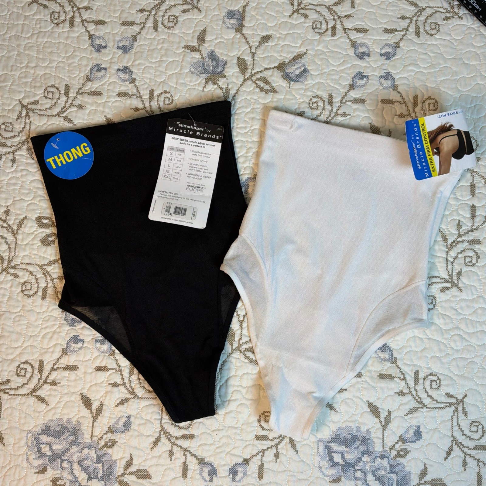 Slimshaper by Miracle Brands Shapewear Small Black White NWT Hi Waist Thong