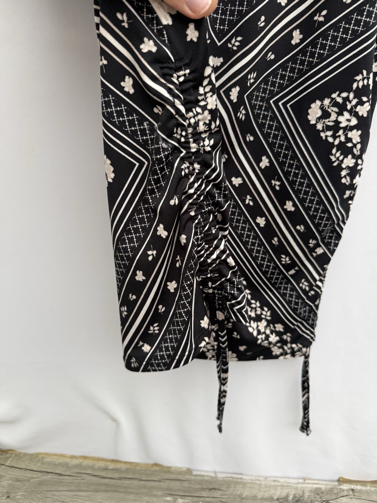 Principles By Debenhams Floral Scarf Print Side Tie Blouse Top Black UK 14 BNWT