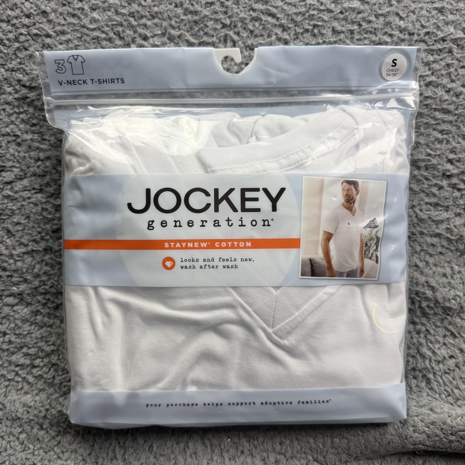 Jockey Generation Shirt Mens Small S 34-36 White 3 Pack V-Neck StayNew Cotton