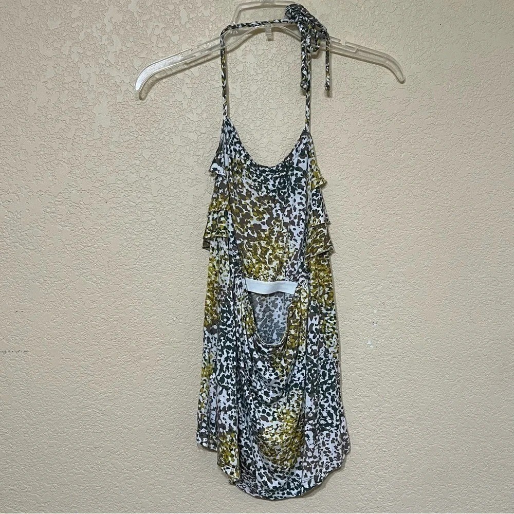 Banana Republic Ruffle Halter top Medium Abstract Print Open Back