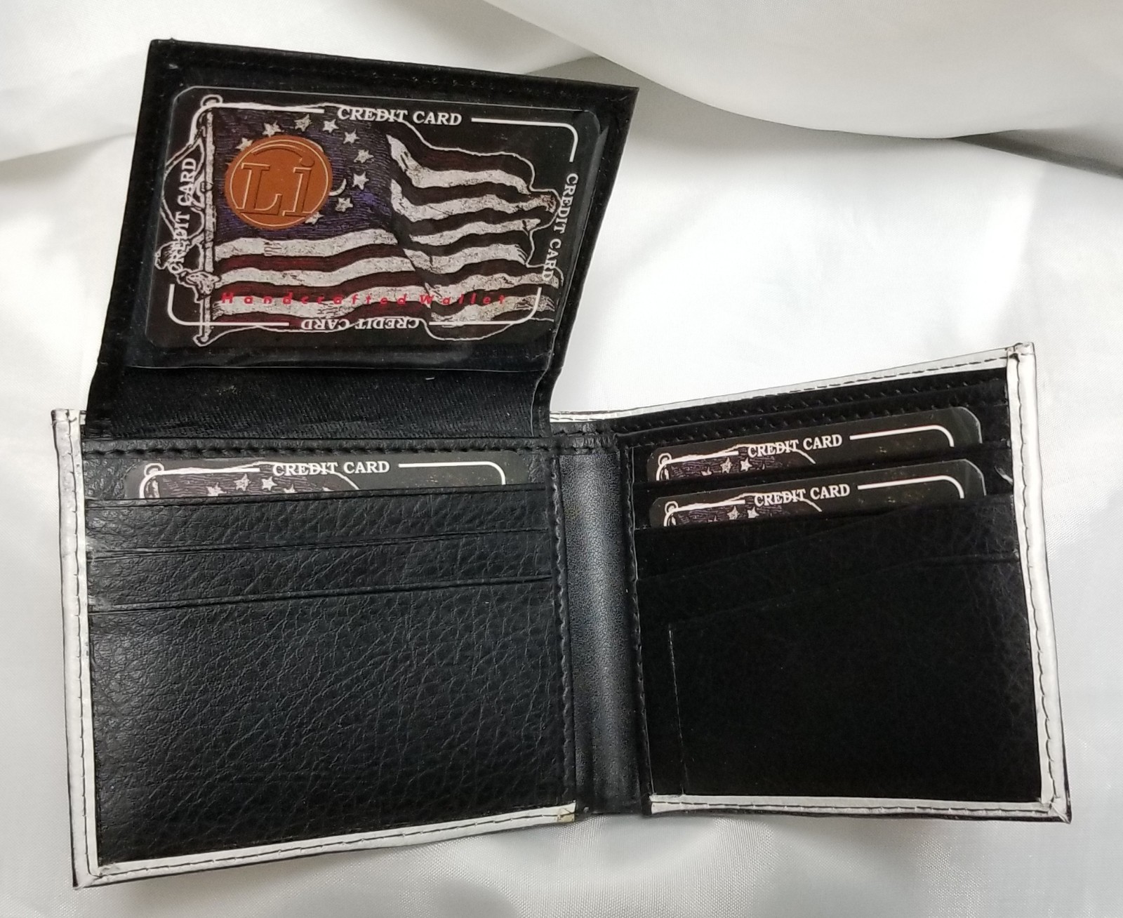 Don’t Tread On Me Flag Print on Handcrafted Wallet BI-Fold Men’s Vegan Leather