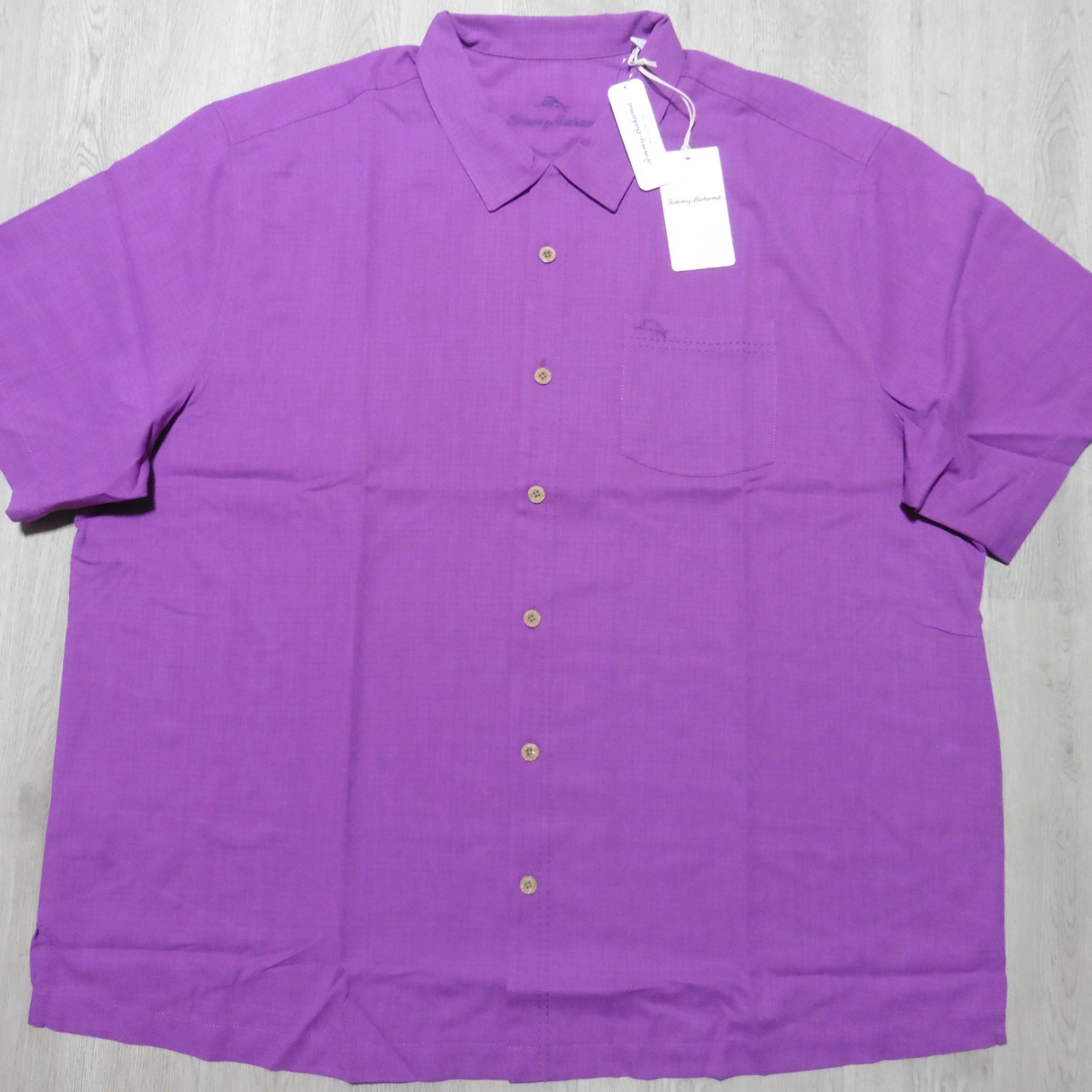 TOMMY BAHAMA Mens 2XLB 2XL BIG HAWAIIAN SHIRT COASTAL BREEZE SILK COOLMAX PURPLE