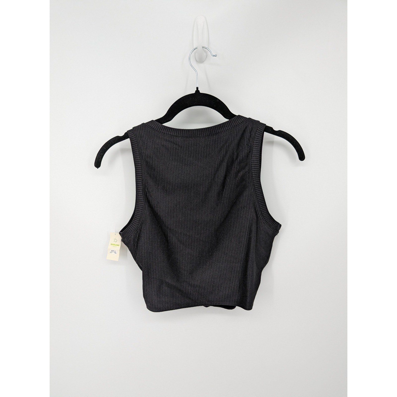 OFFLINE by Aerie Ribbed Crop Top Womens Medium Black Athletic Stretch Athleisure