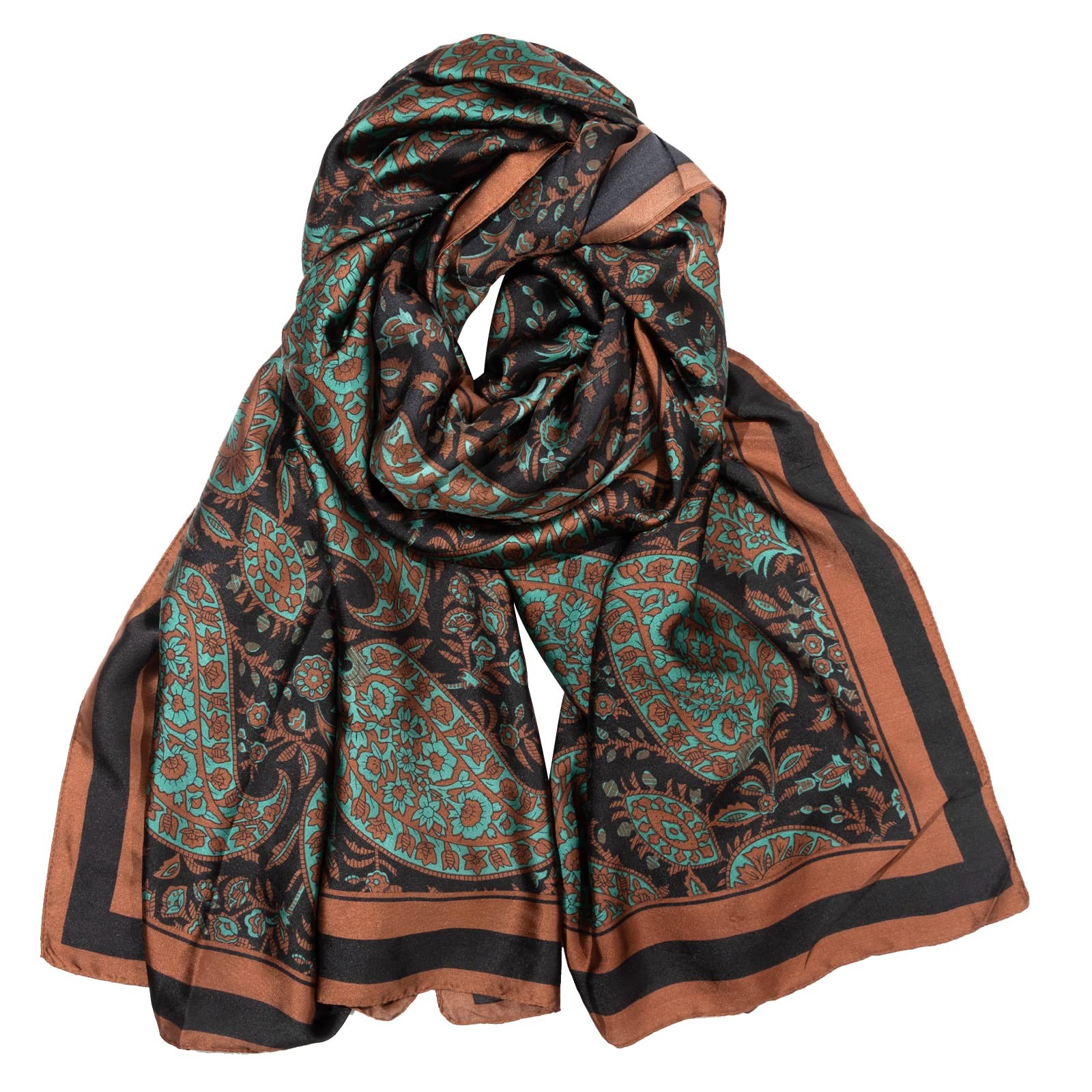 Silk Feeling Long Scarf Fashion Floral Large Satin Shawl Wrap Women Elegant