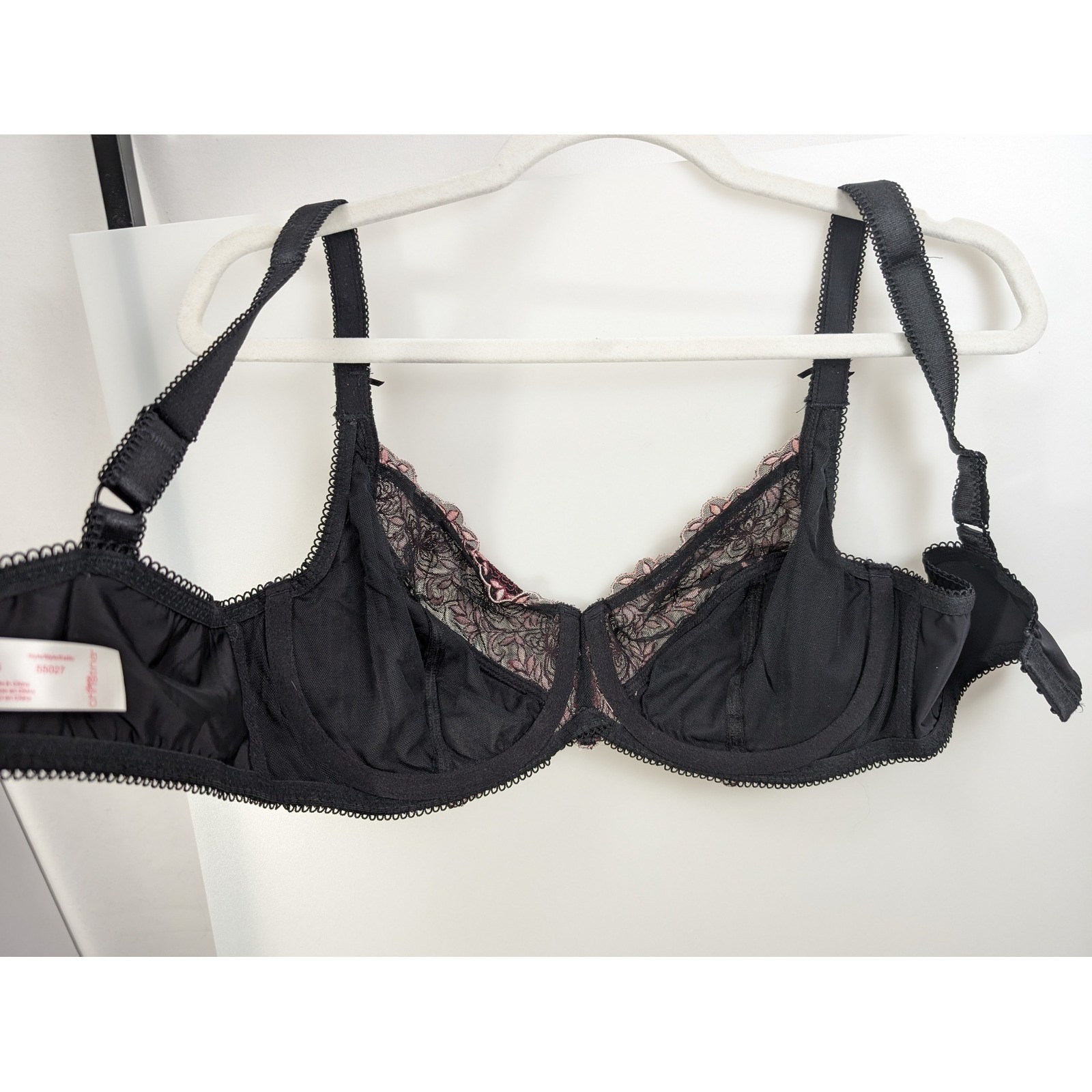 Olga Floral Lace Full Coverage Underwire Bra Size 40C Black Luxury Lift 55027