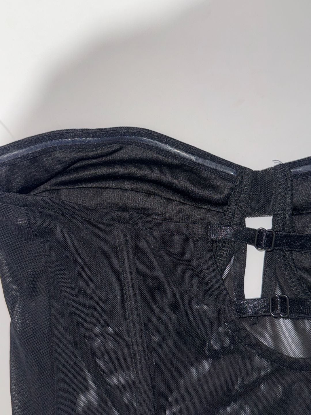 Black Mesh Strapless Corset Top