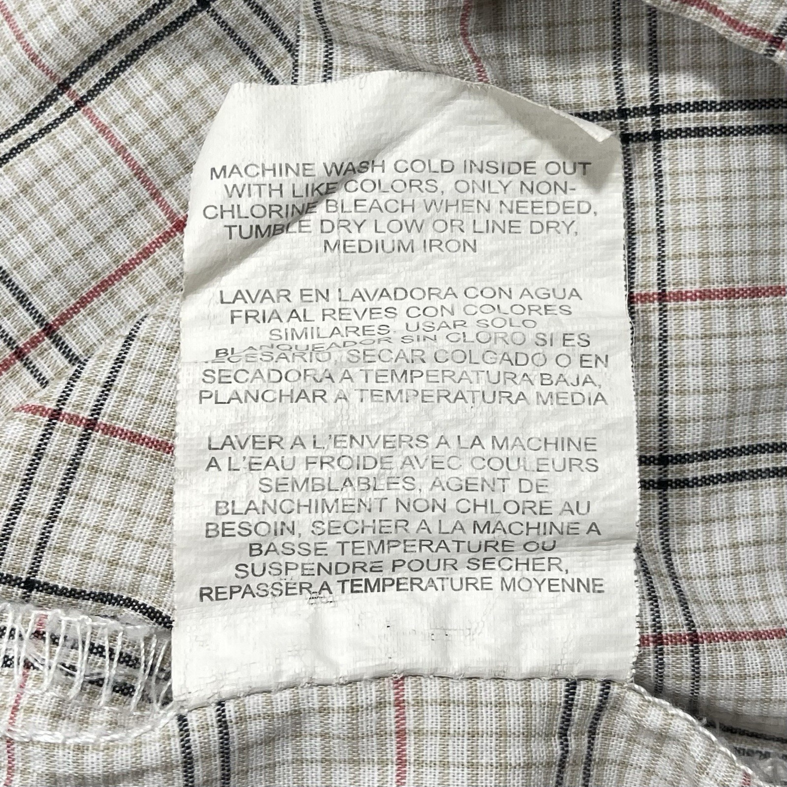 Wrangler Pearl Snap Shirt Mens Small Western Beige Red Plaid Cowboy Rodeo