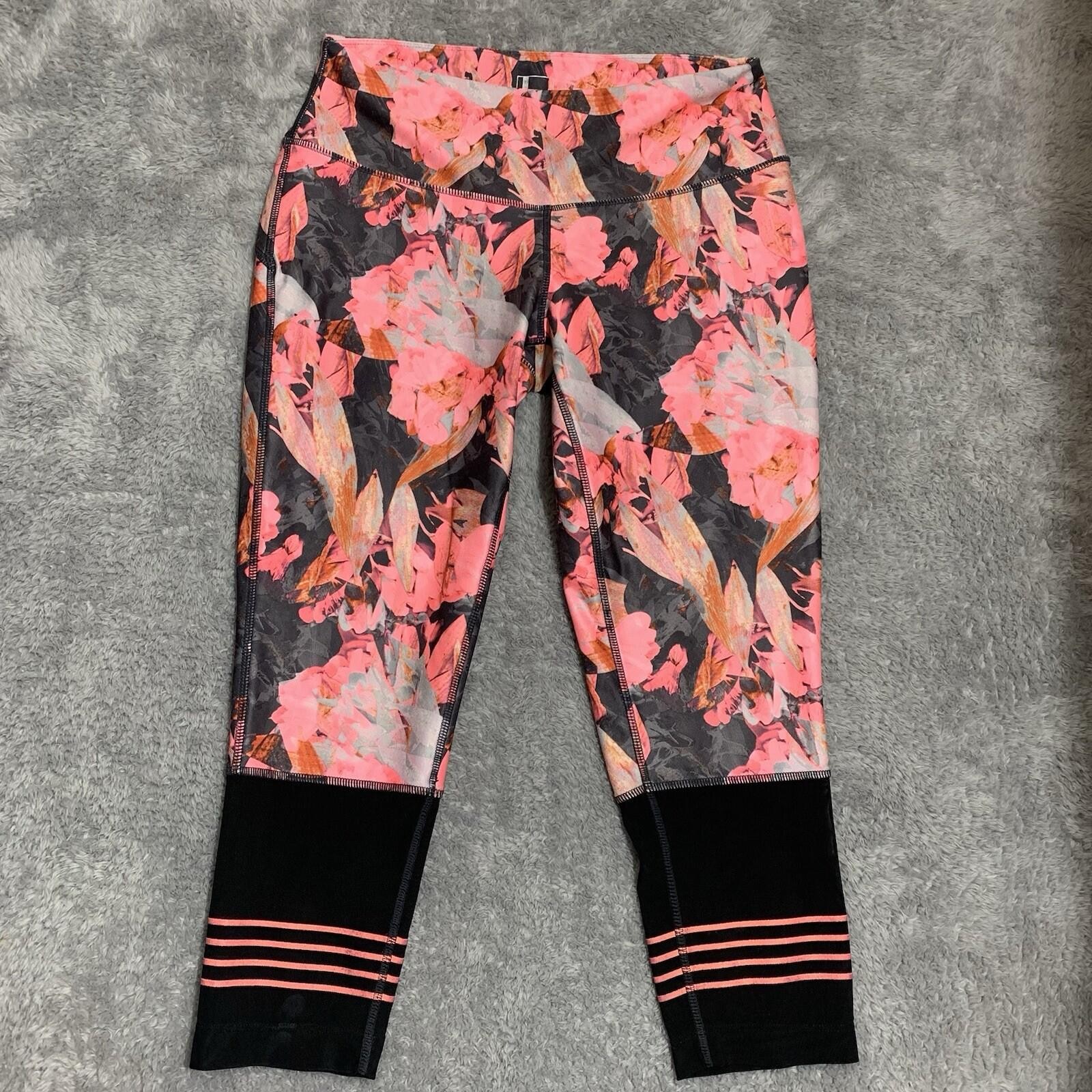 Mondetta Performance Leggings Womens S Pink Floral Capri Mesh Zip Pocket RN88201