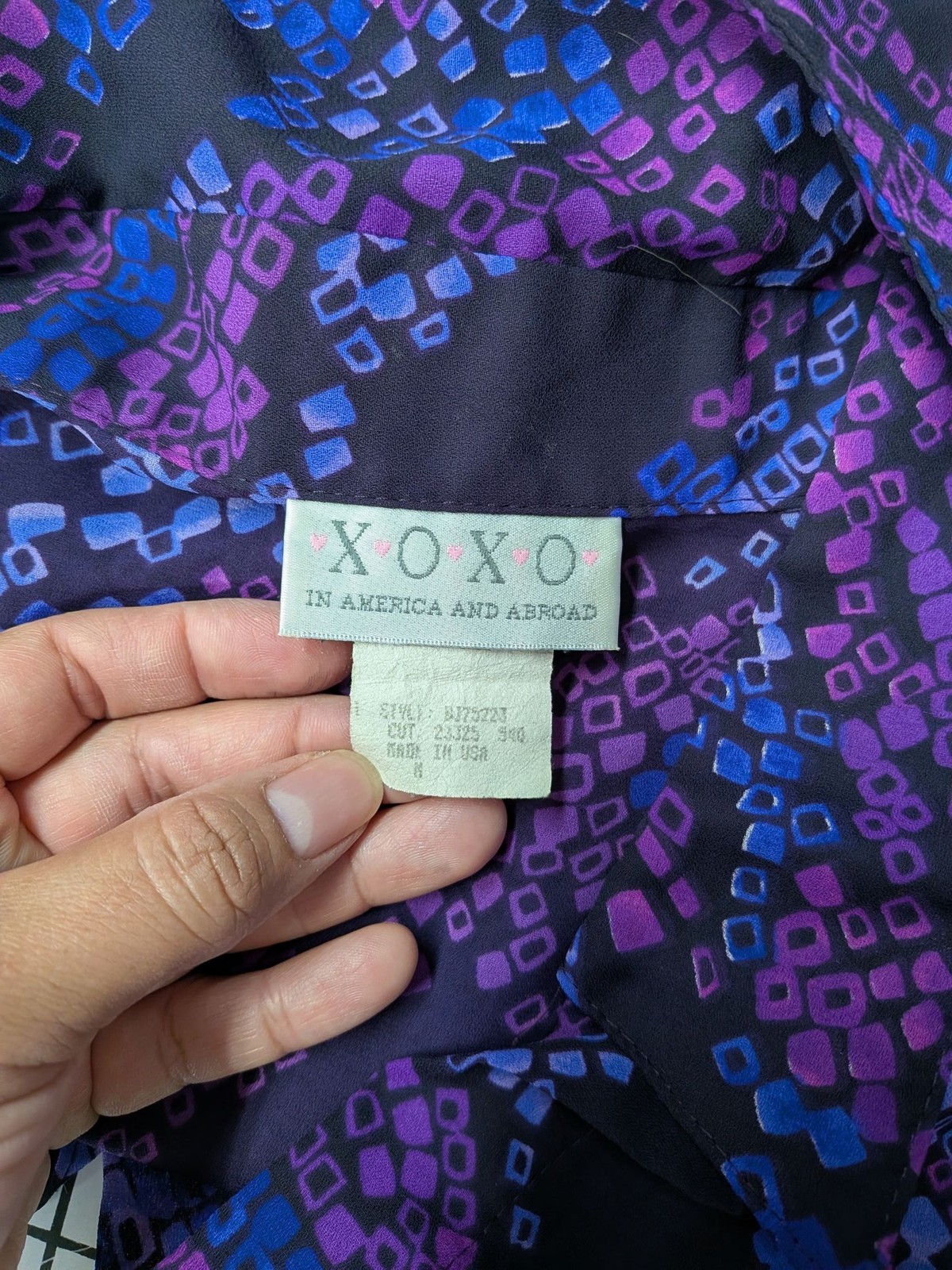 Vtg XOXO Sheer Button Up Top Abstract Print Y2K Indie Sleaze Office Siren Medium