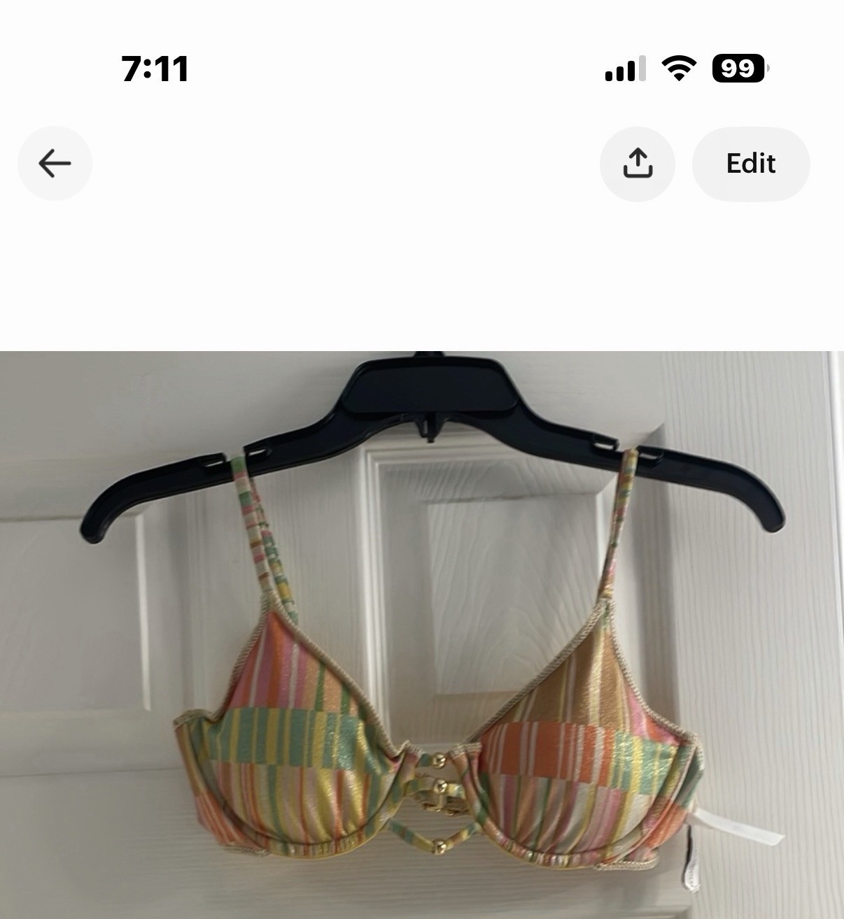BECCA by Rebecca Virtue Women’s S B Bikini Top Multicolor Striped Metallic