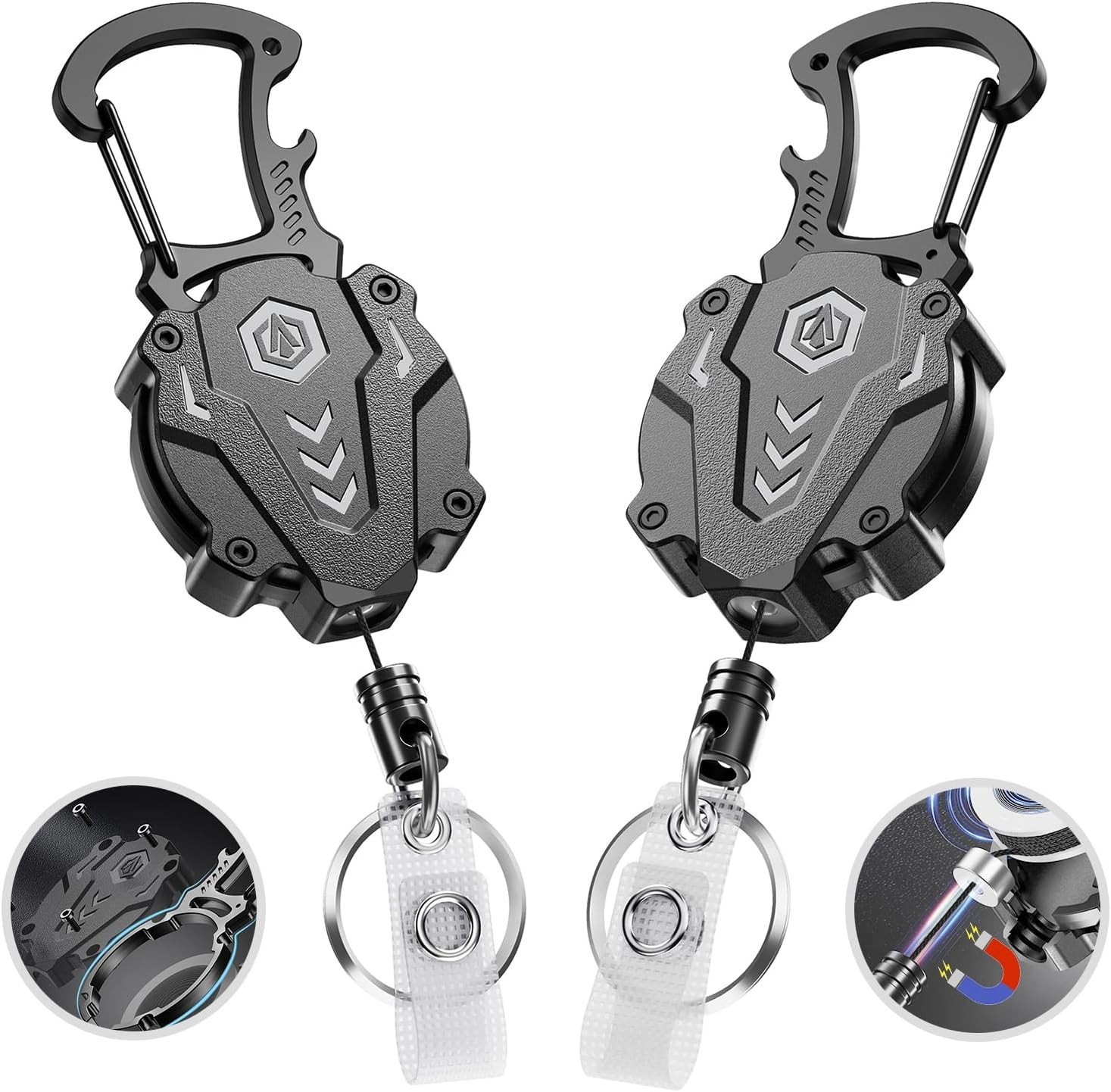 Autonomier 2Pack Heavy Duty Retractable Keychain, Unbreakable Construction | Tac