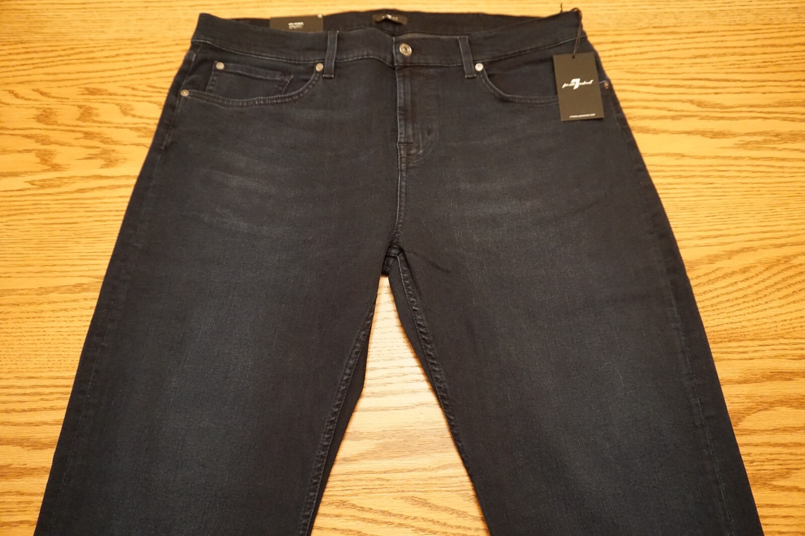 NWT MEN’S 7 FOR ALL MANKIND JEANS Size 38×33 Slimmy Slim Straight Dark Blue $198