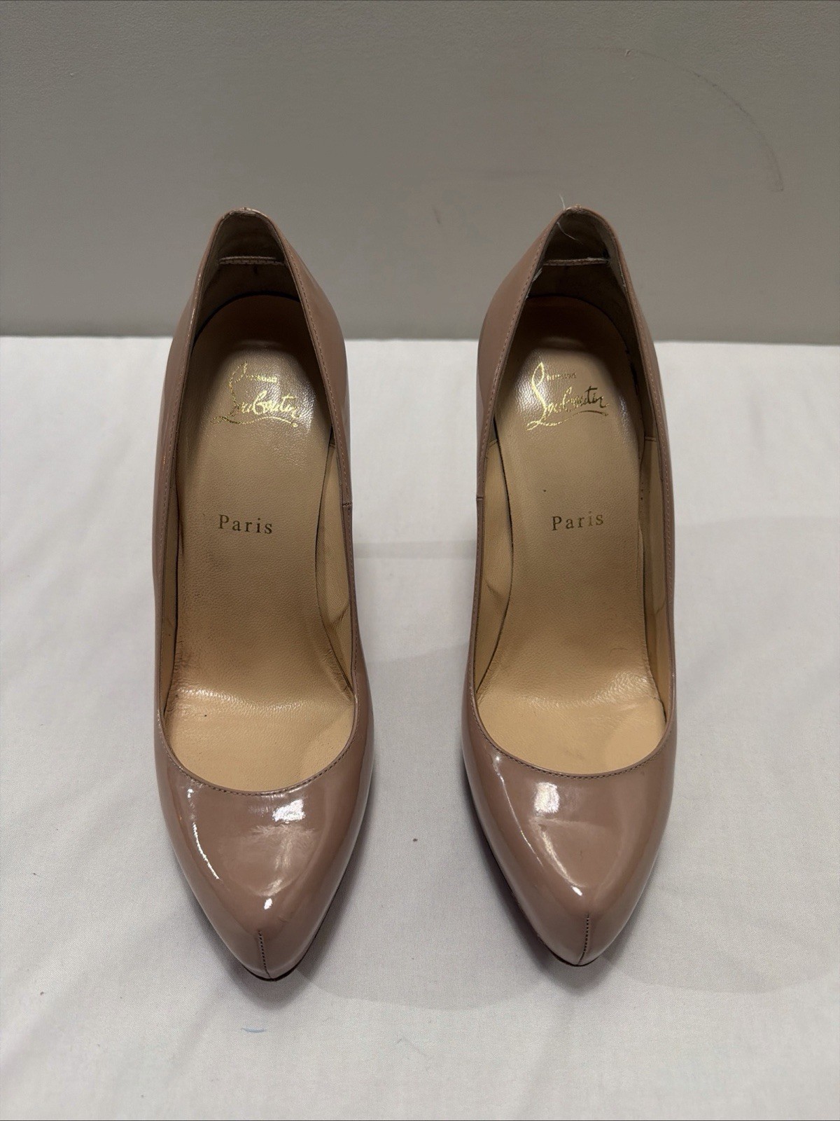 CHRISTIAN LOUBOUTIN Rolando 120mm Nude Patent Platform Pumps Size 39