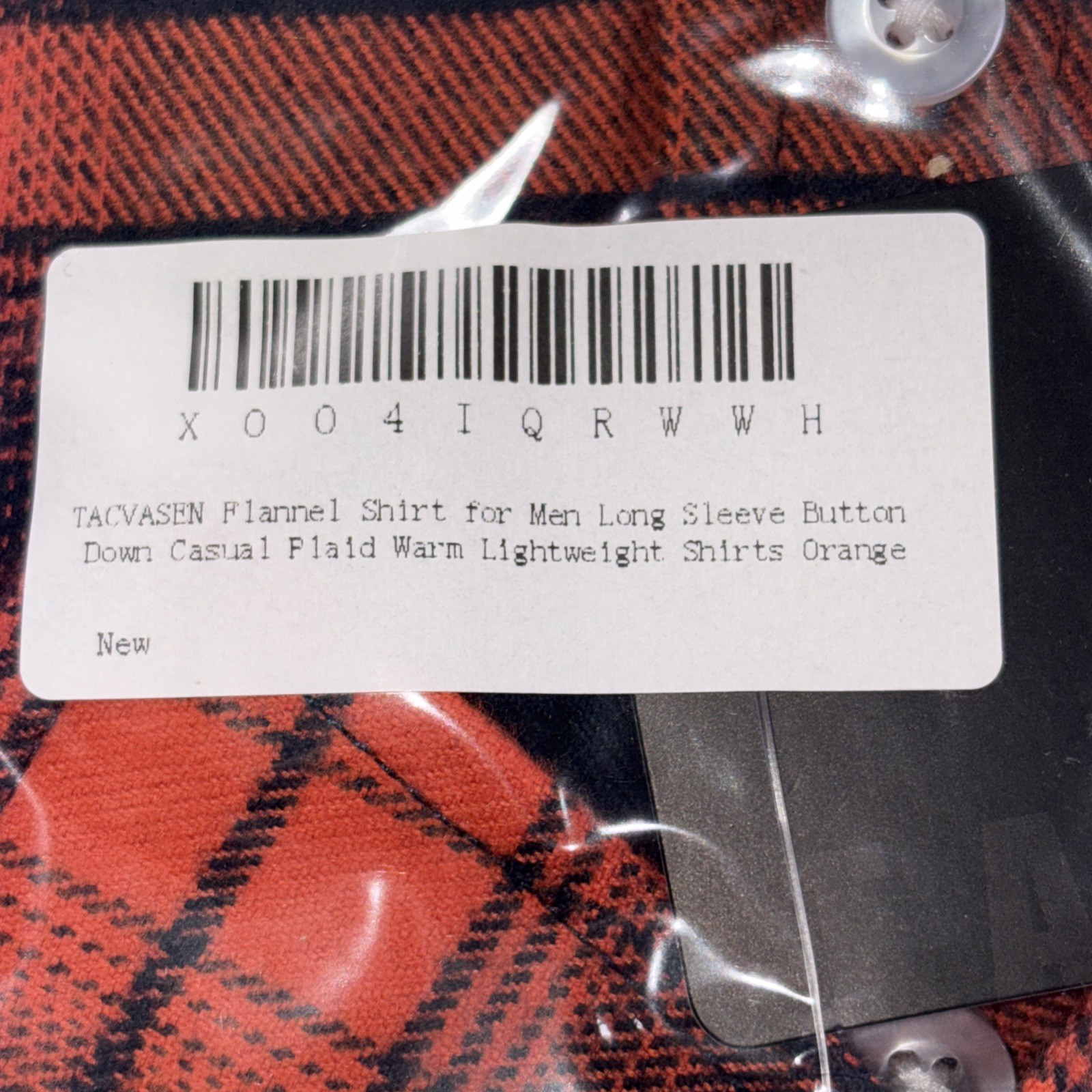 Tacvasen Men’s Long Sleeve Flannel Shirt Color: Orange Plaid Size: L NEW!