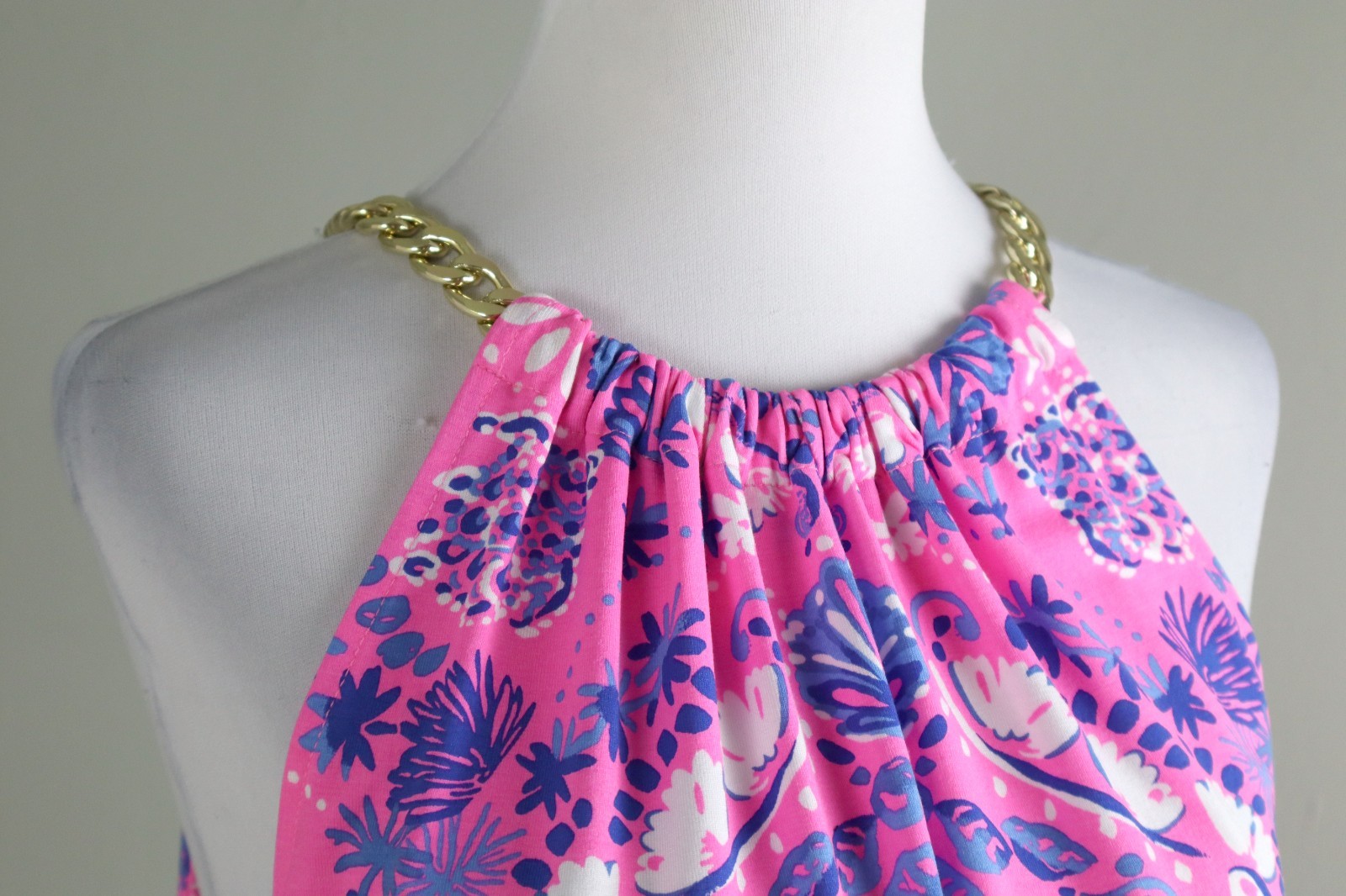 LILLY PULITZER $98 Bowen Chain Strap Havana Print Halter Top Size Small
