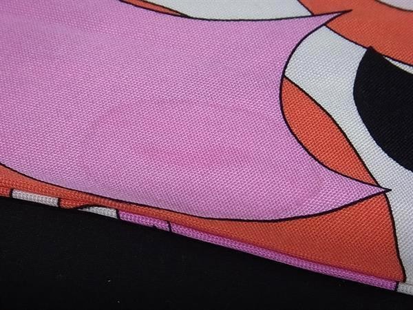 Emilio Pucci Silk Scarf Ribbon Purple Multicolor Geometric Narrow Fringe 182x9cm