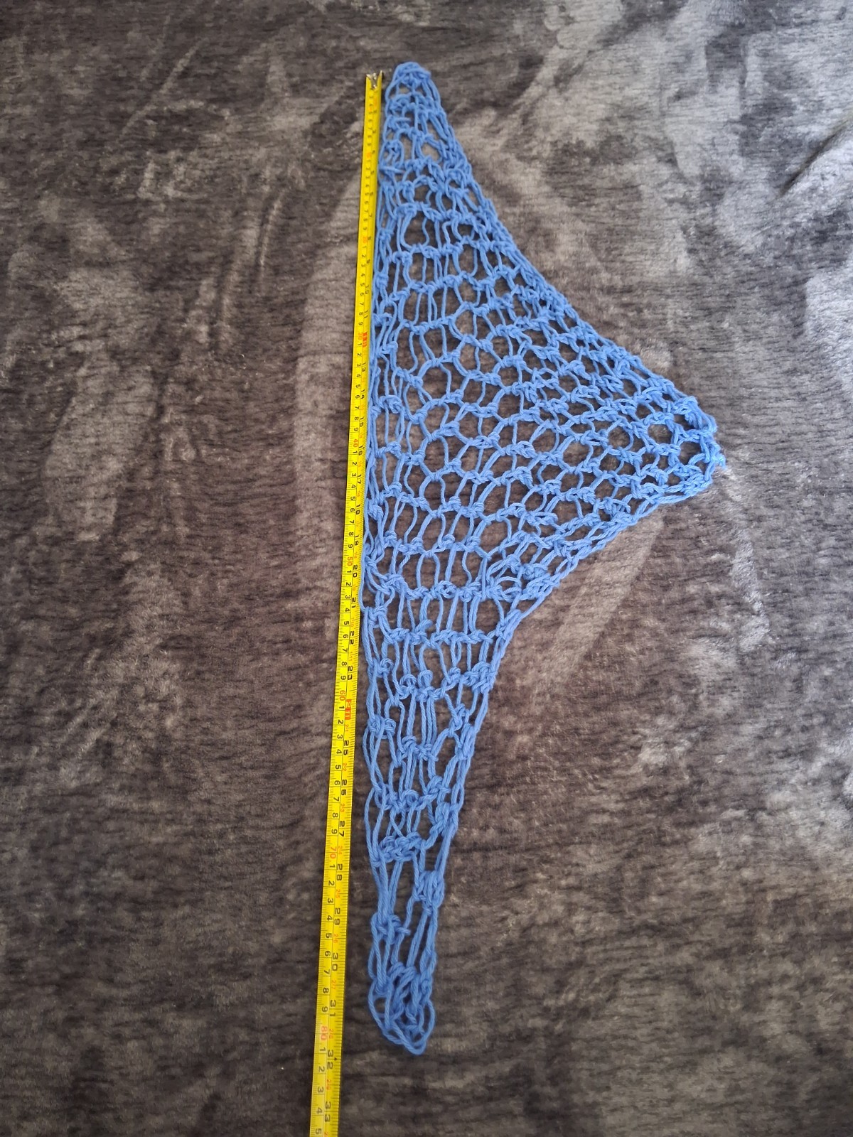 New Handmade Crocheted Head Scarf/Covering, Bandana Blue- One Size