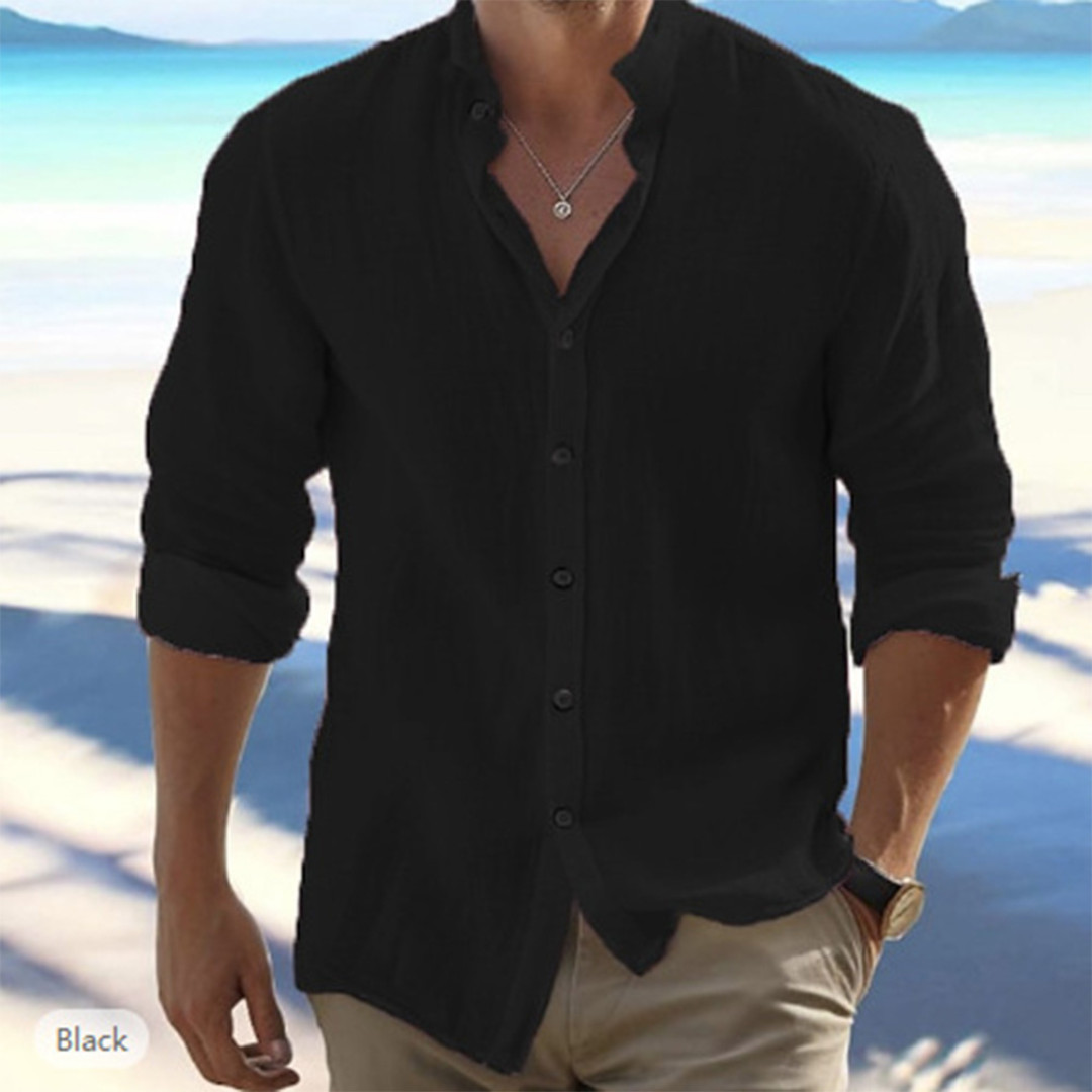 Button-Up Shirt Mens Long Sleeve Cotton Linen T-shirt Casual Summer Beach *SALE*