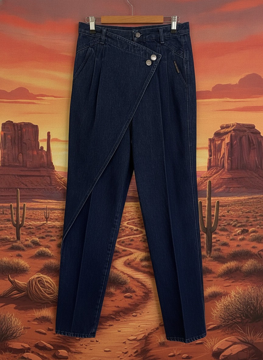 Vintage Rockies Dark Wash Denim Wrap Front Jeans Size 31 x 11