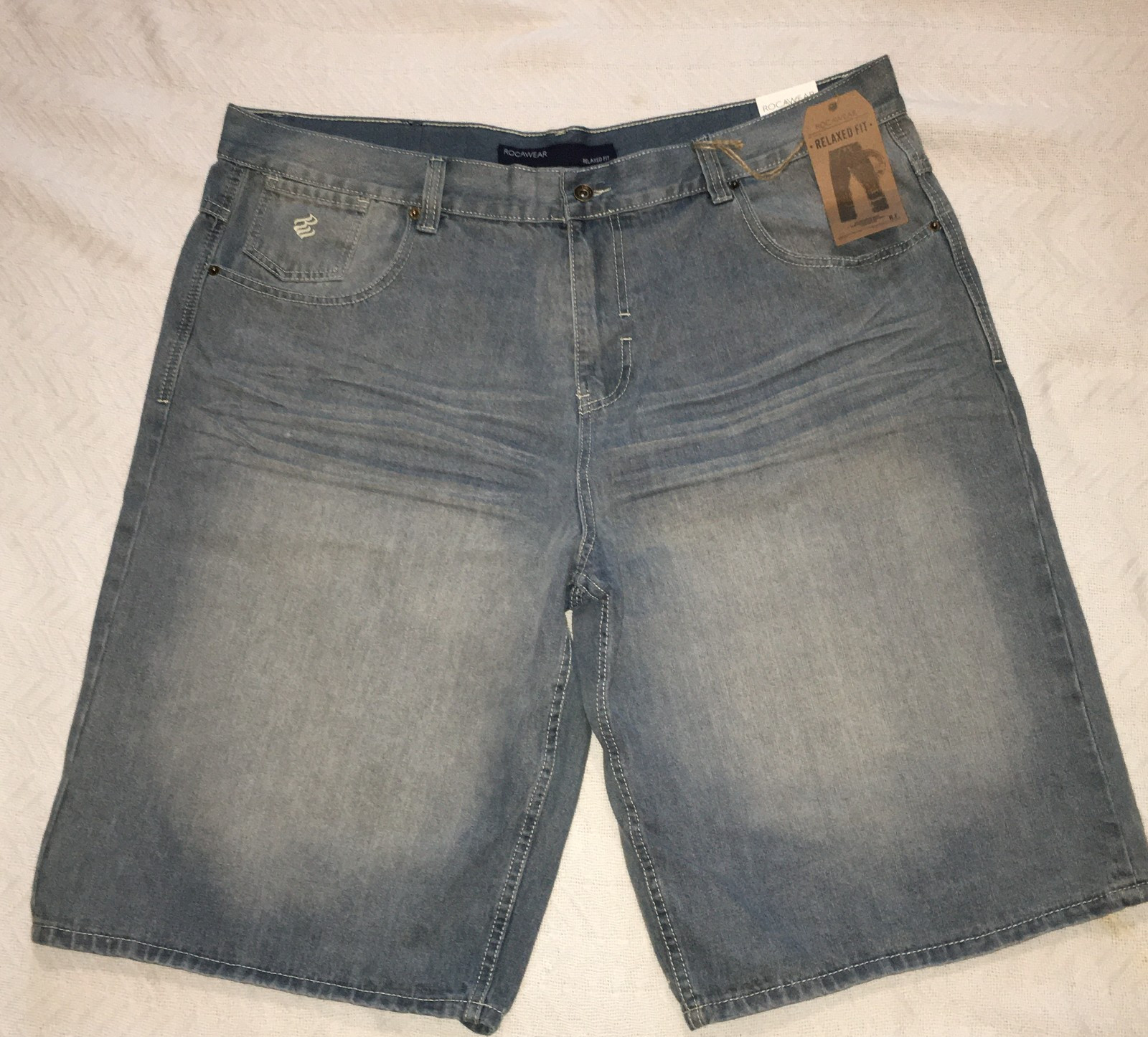 Rocawear Relaxed Fit Light Indigo Core Denim Bermuda Cotton Shorts size 50 NWT
