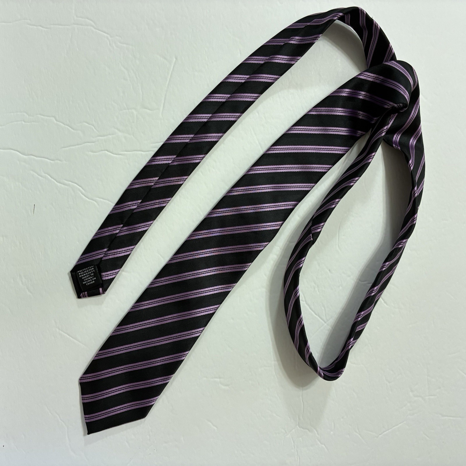 J. Ferrari Tie Black Purple Striped JF J Ferrar Narrow Necktie 60″ x 3″ Classic