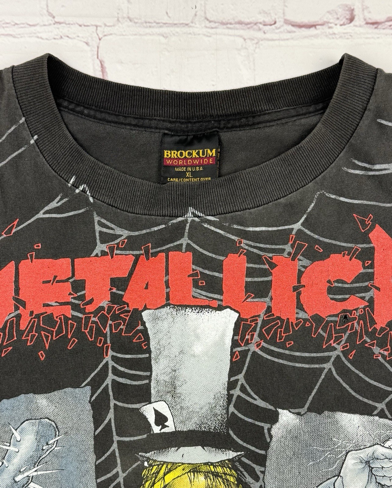 Metallica Vintage 1992 Pushead Ringmaster All Over Print Faded Gray T-Shirt XL