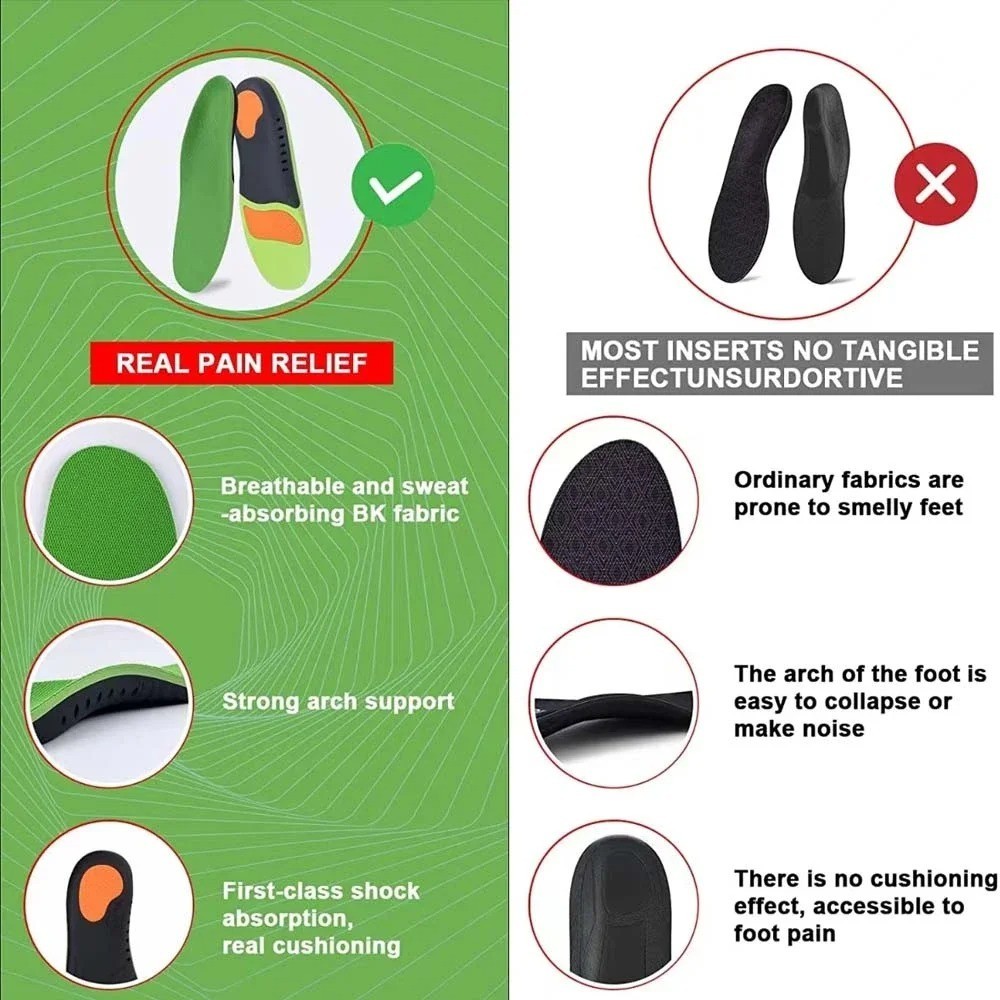 Orthotic Shoe Insoles Inserts Flat Feet High Arch Support For Plantar Fasciitis
