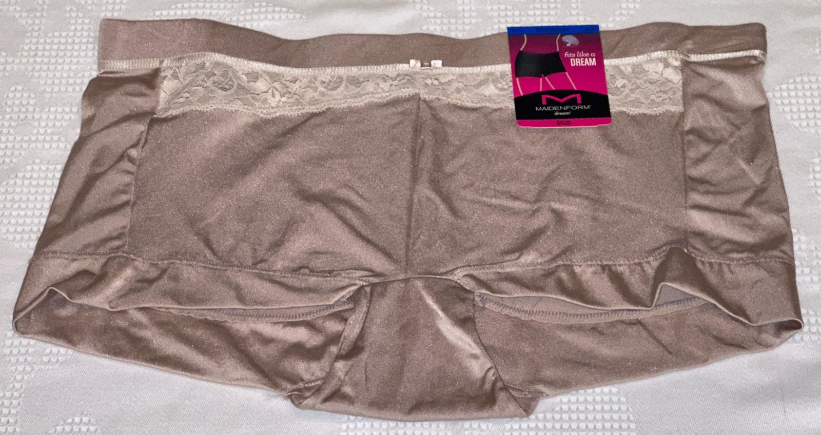 MAIDENFORM Dream Microfiber Eve Blush Lace Inset Boyshort Panty Women XL 8 2XL 9