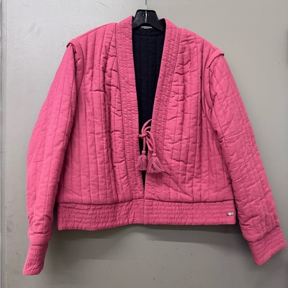 Scotch & Soda Reversible Quilted Pink Black Organic Cotton Jacket Womens L
