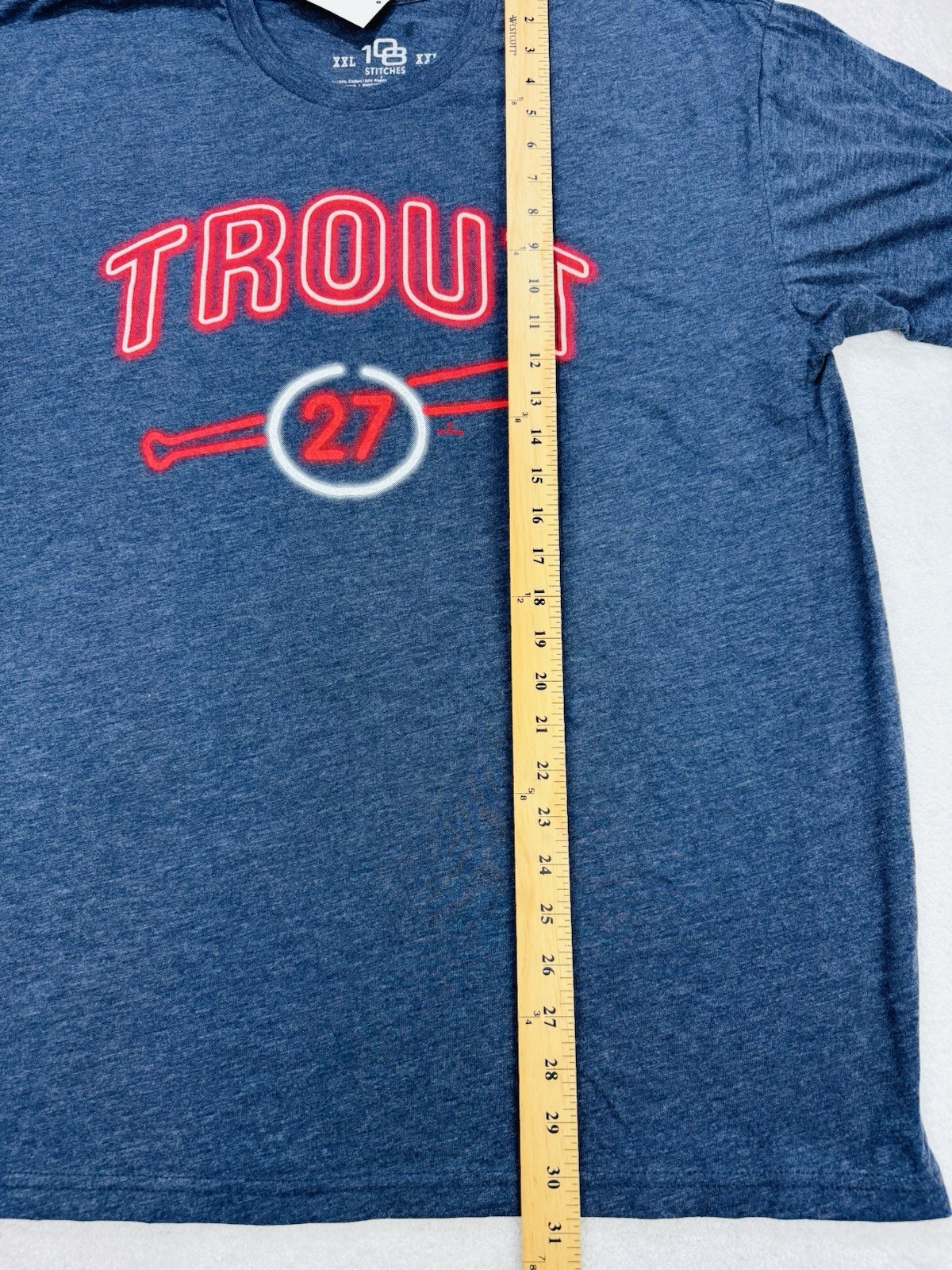 Mike Trout 108stitches Graphic Tee Men 2XL Neon #27