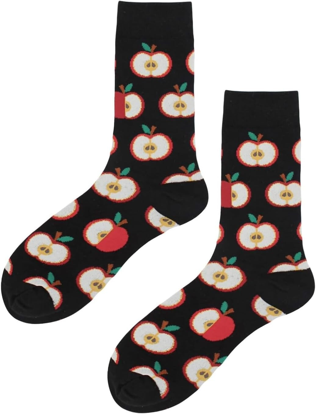 JUICY APPLES Mens Black Fruit Food Fun Novelty Socks | One Size UK 6-11 EU 40-46